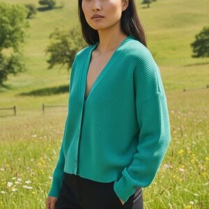 360 Cashmere Vibrant Green Cardigan